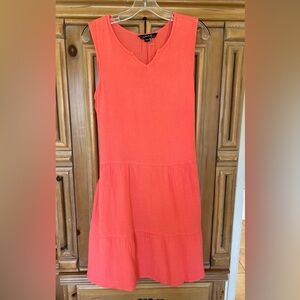 Charlie B sleeveless gauze dress, coral, v neck, drop waist, never worn, size M